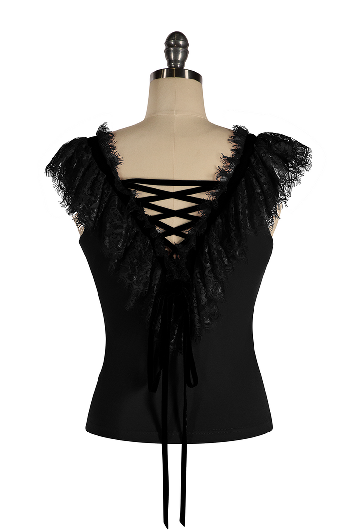 Fifi D'Amour Lace Up Camisole (Black) - Kitten D'Amour