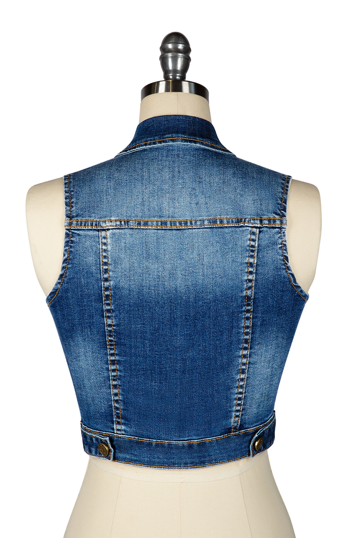 Denver Crop Vest (Dark Denim) - Kitten D'Amour