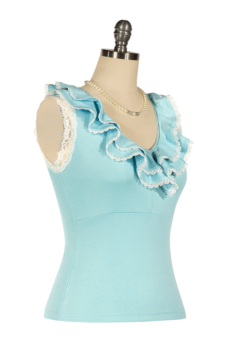 Mayfair Ruffle Jersey Top - Kitten D'Amour