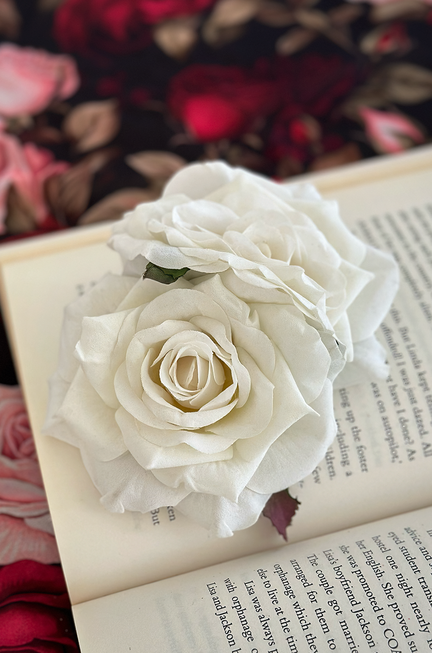 Follies Twin Rose Hair Clip (Ivory) - Kitten D'Amour