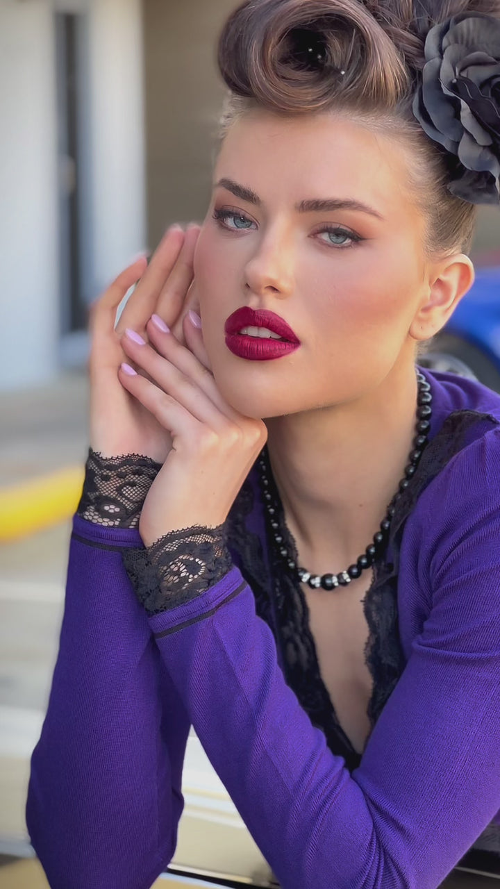 Virtuoso Long Sleeve Cardigan (Purple)