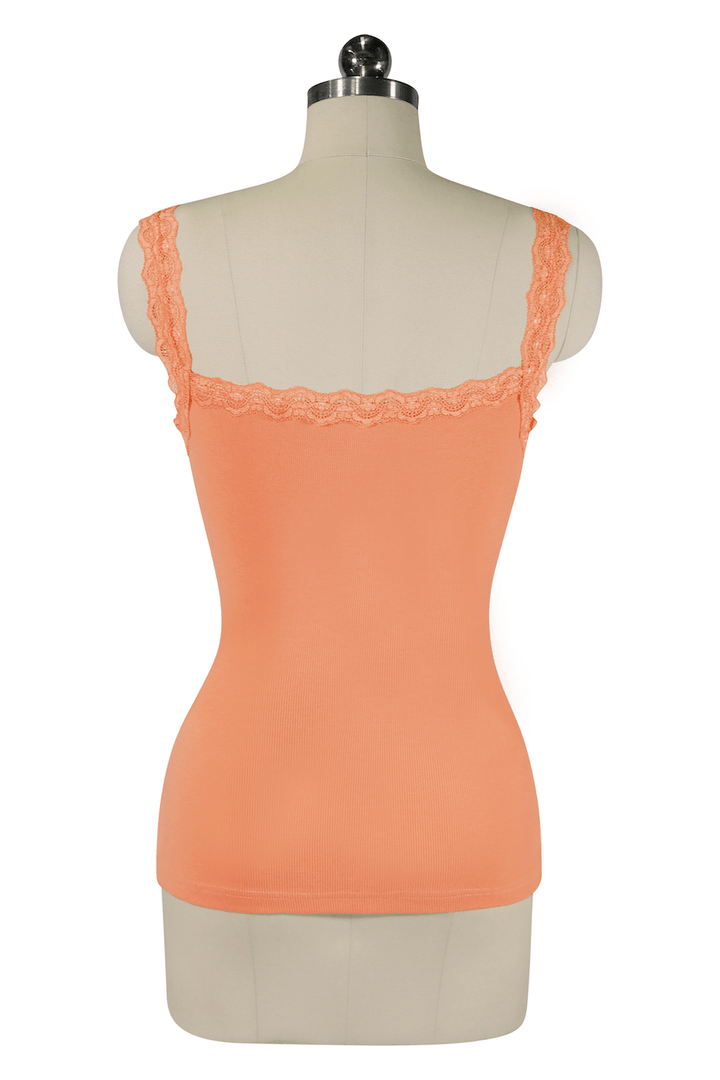 Follies D'Amour Lace Trim Singlet (Orange) - Kitten D'Amour