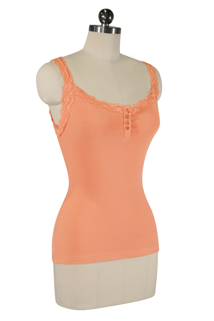 Follies D'Amour Lace Trim Singlet (Orange) - Kitten D'Amour