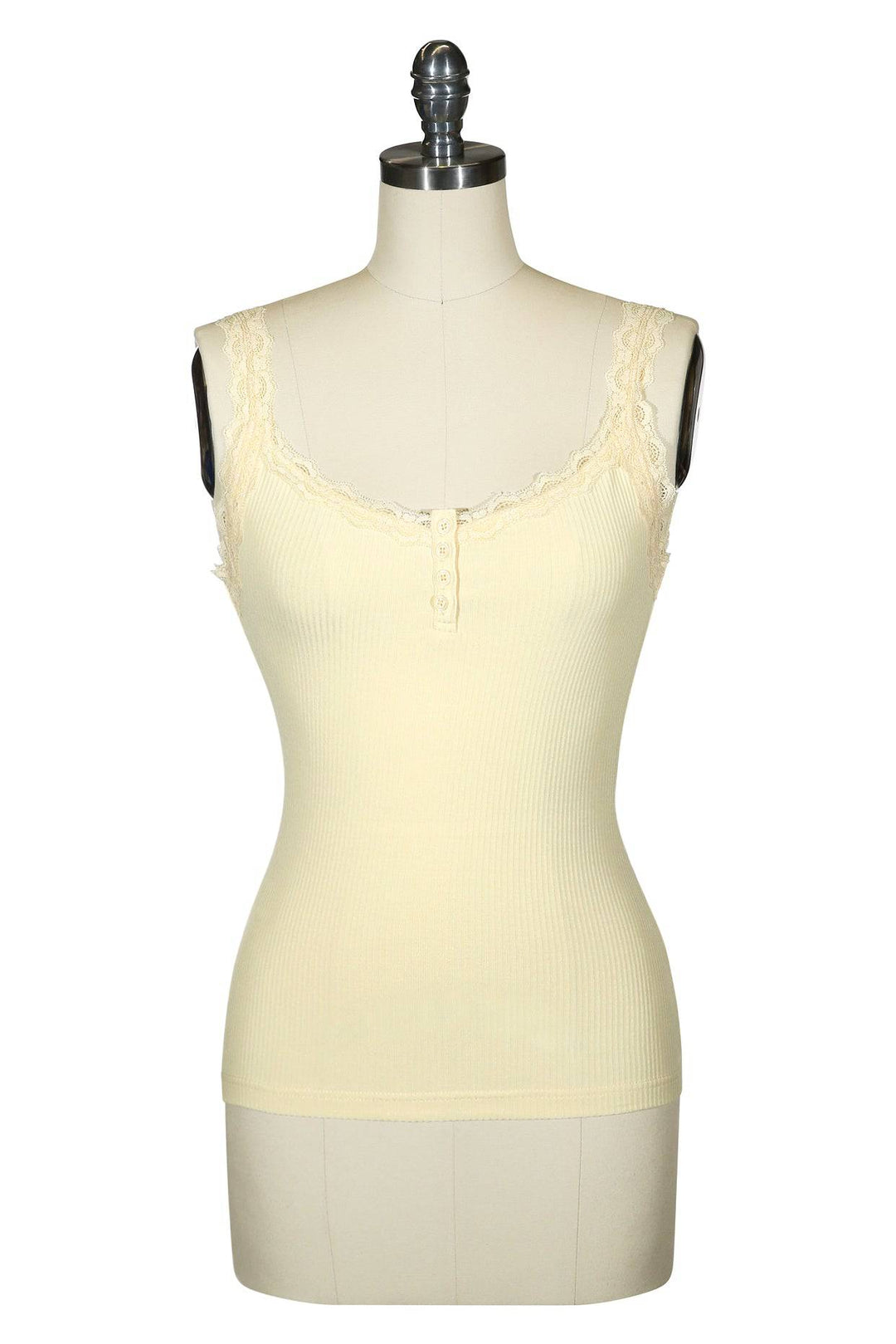 Follies D'Amour Lace Trim Singlet (Cream) - Kitten D'Amour