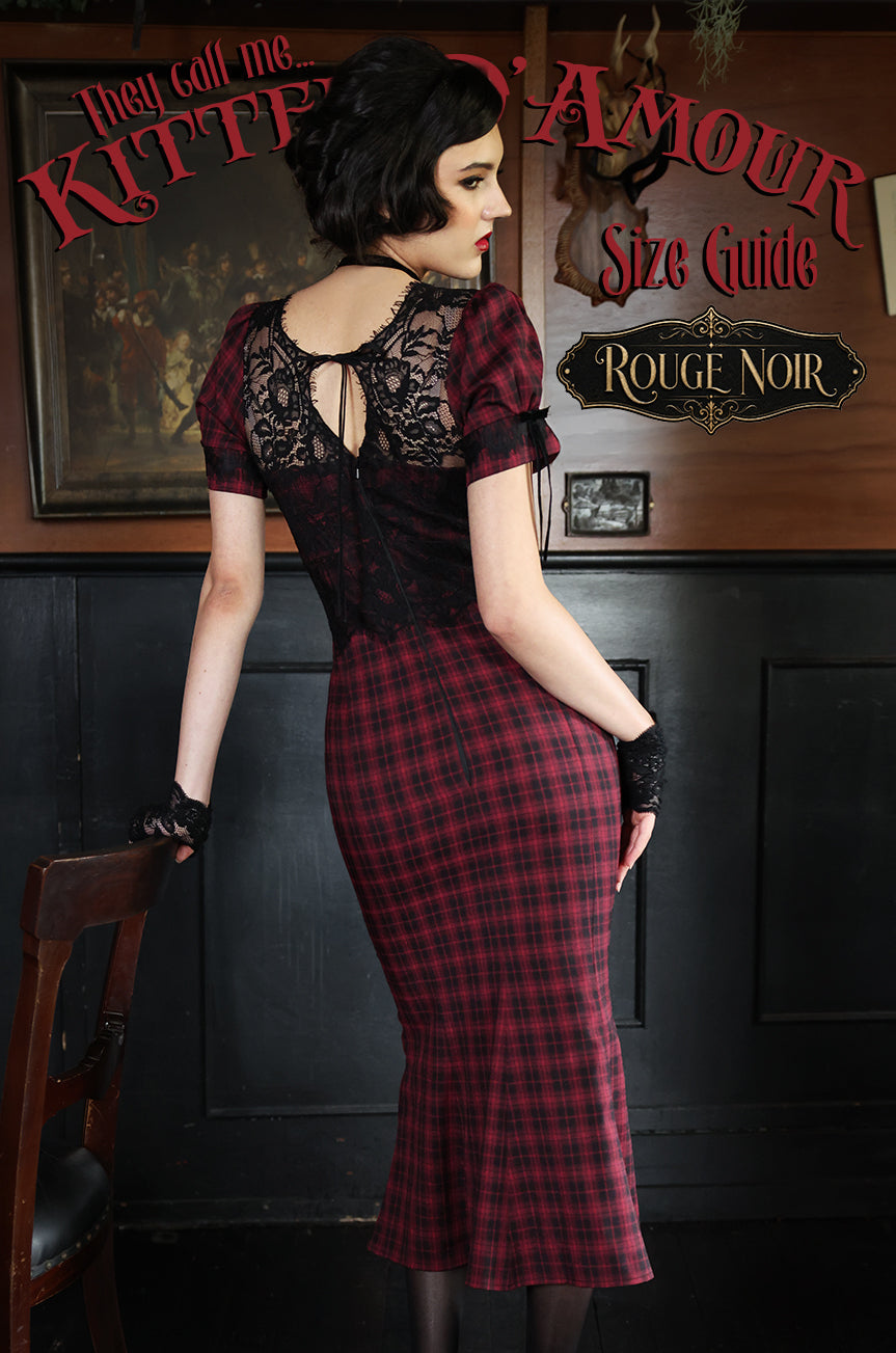 Our model wears Rouge Noir