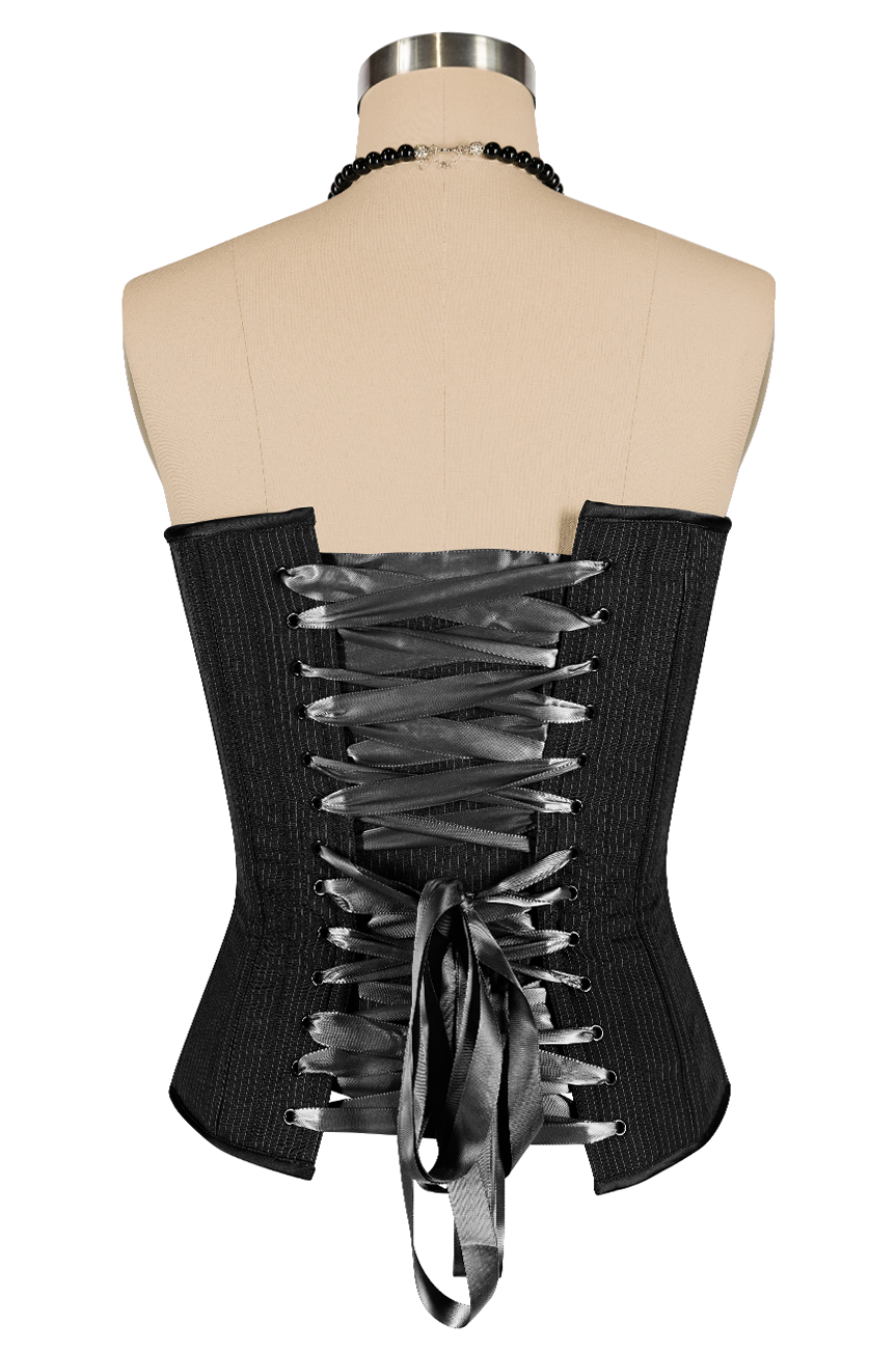Read All About It Corset (Pinstripe Black)