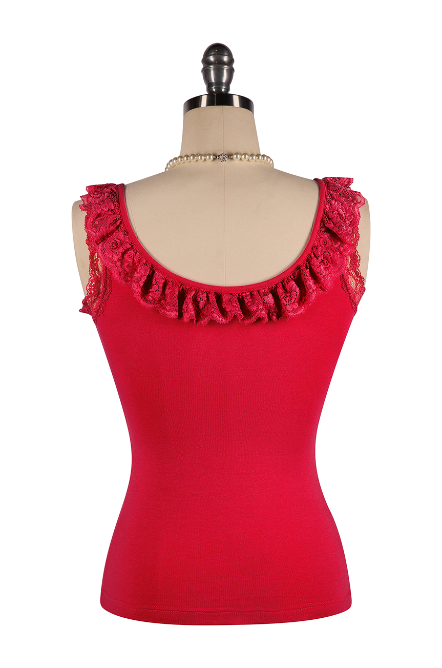 Wish You Were Here Madam Ruffle Singlet (Red)