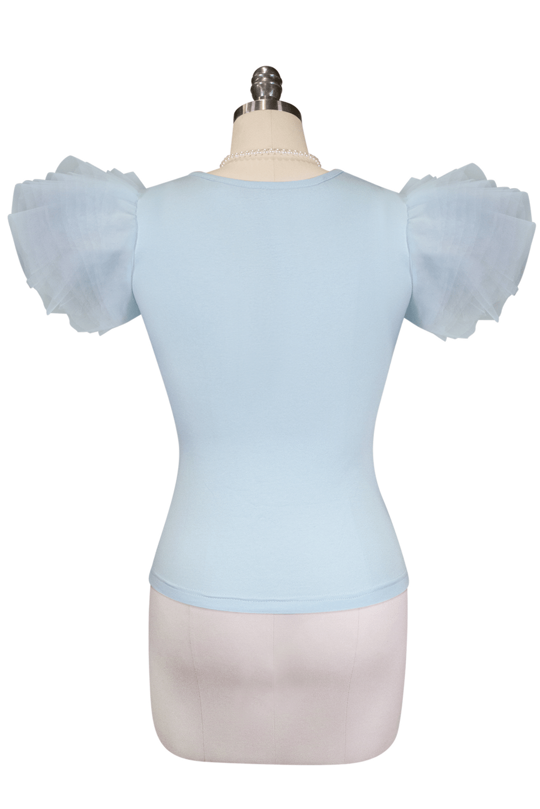 Tea Rose Tulle Sleeve Top (Blue) - Kitten D'Amour