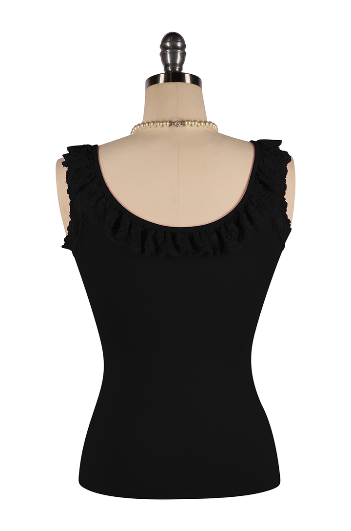 Wish You Were Here Madam Ruffle Singlet (Black)