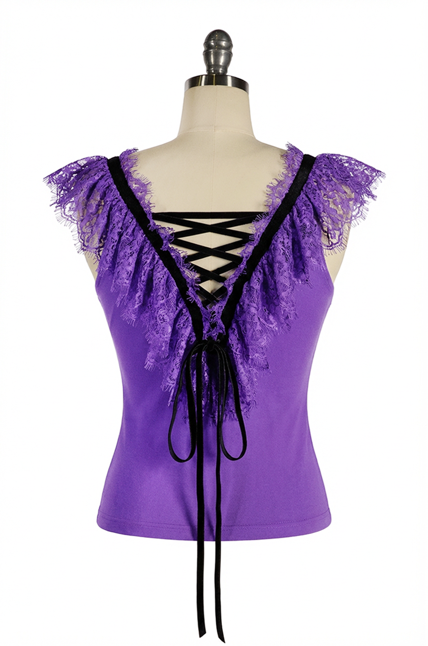 Fifi D'Amour Lace Up Camisole (Purple)