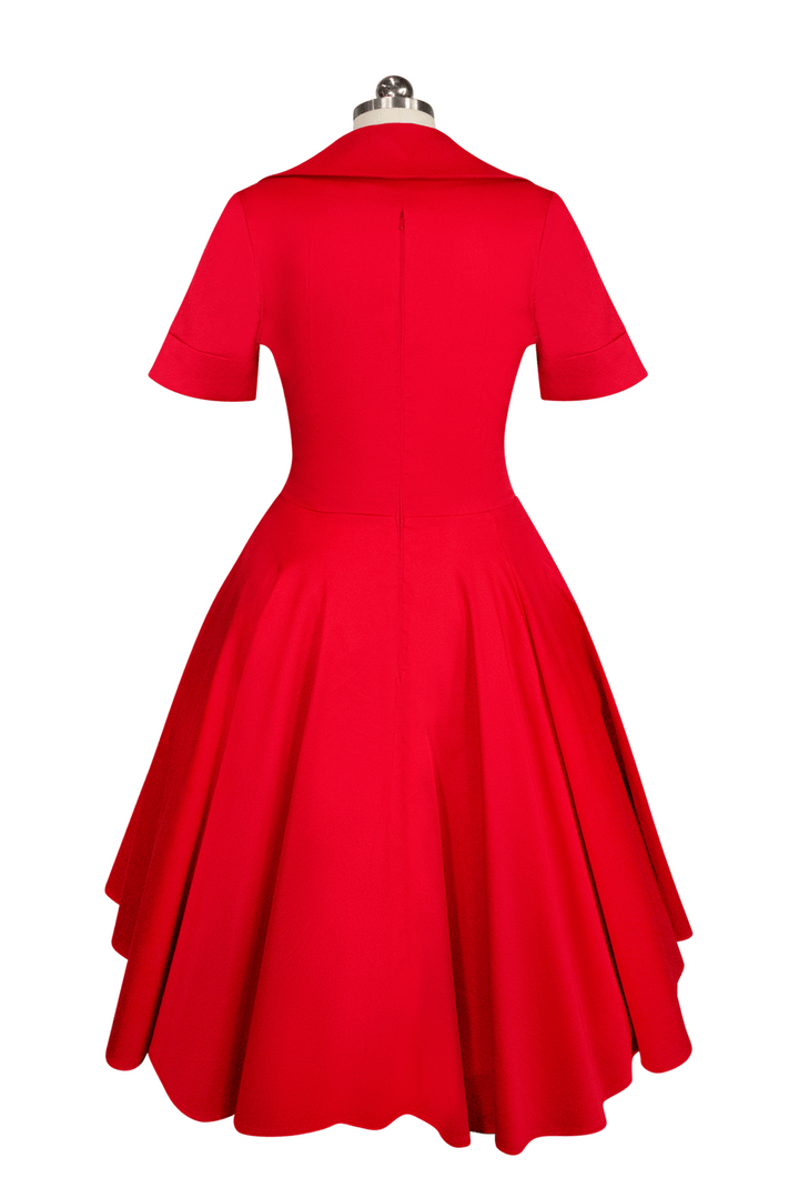 Tea Rose Collar Dress (Red) - Kitten D'Amour