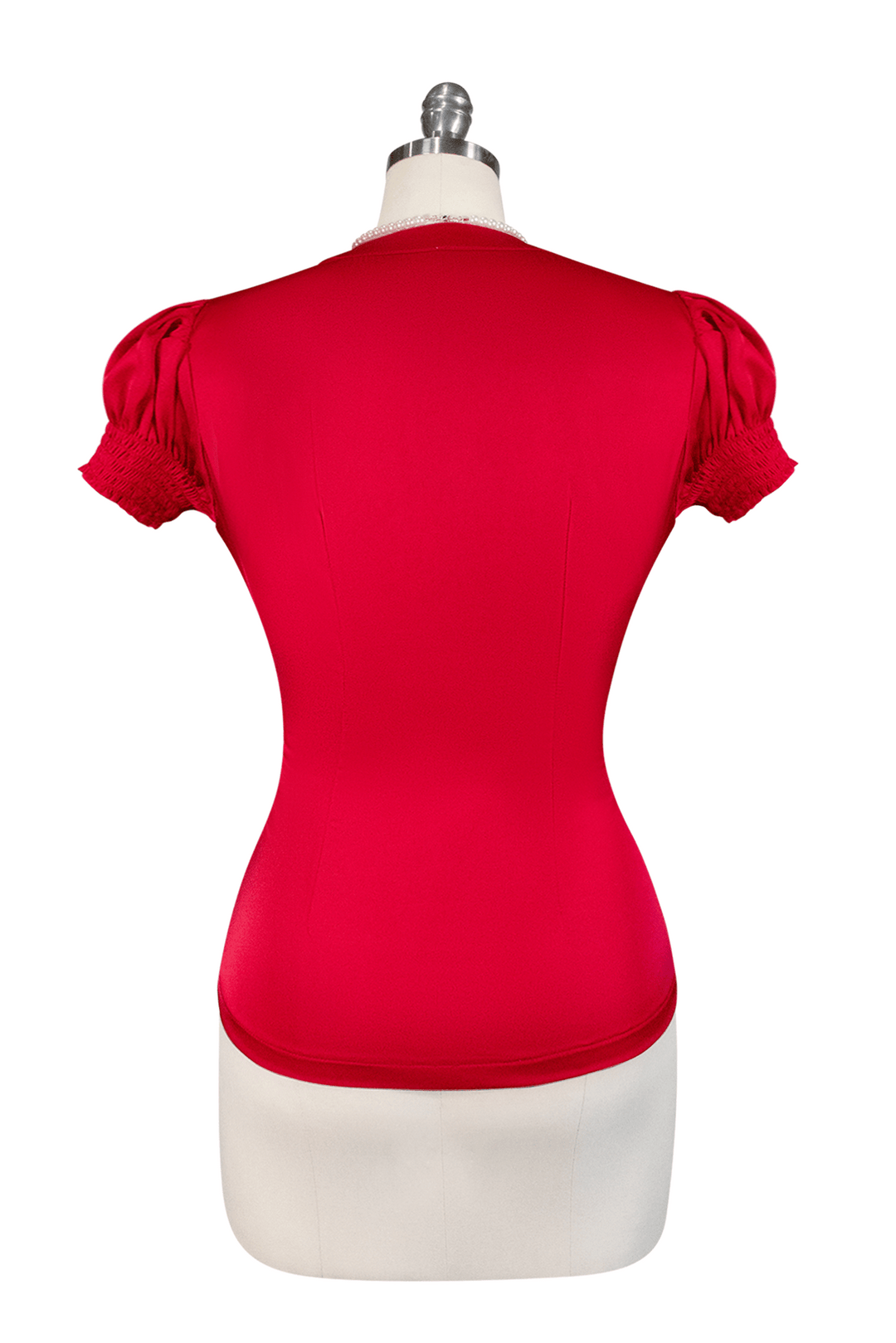 Tea Rose Frill Front Blouse (Red) - Kitten D'Amour