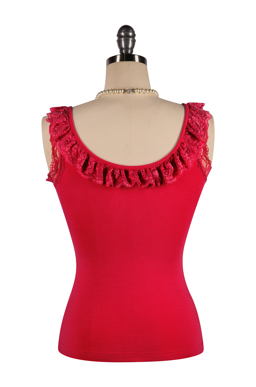 D'Amour Follies Madame Ruffle Singlet (Red)