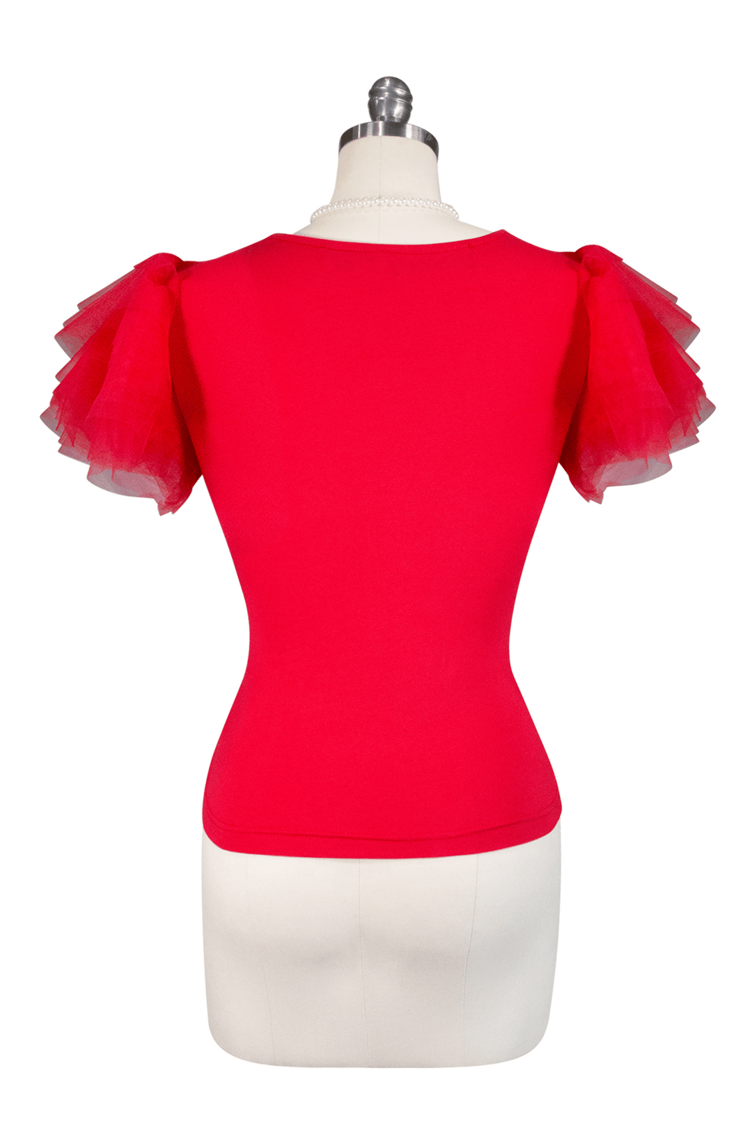 Tea Rose Tulle Sleeve Top (Red)