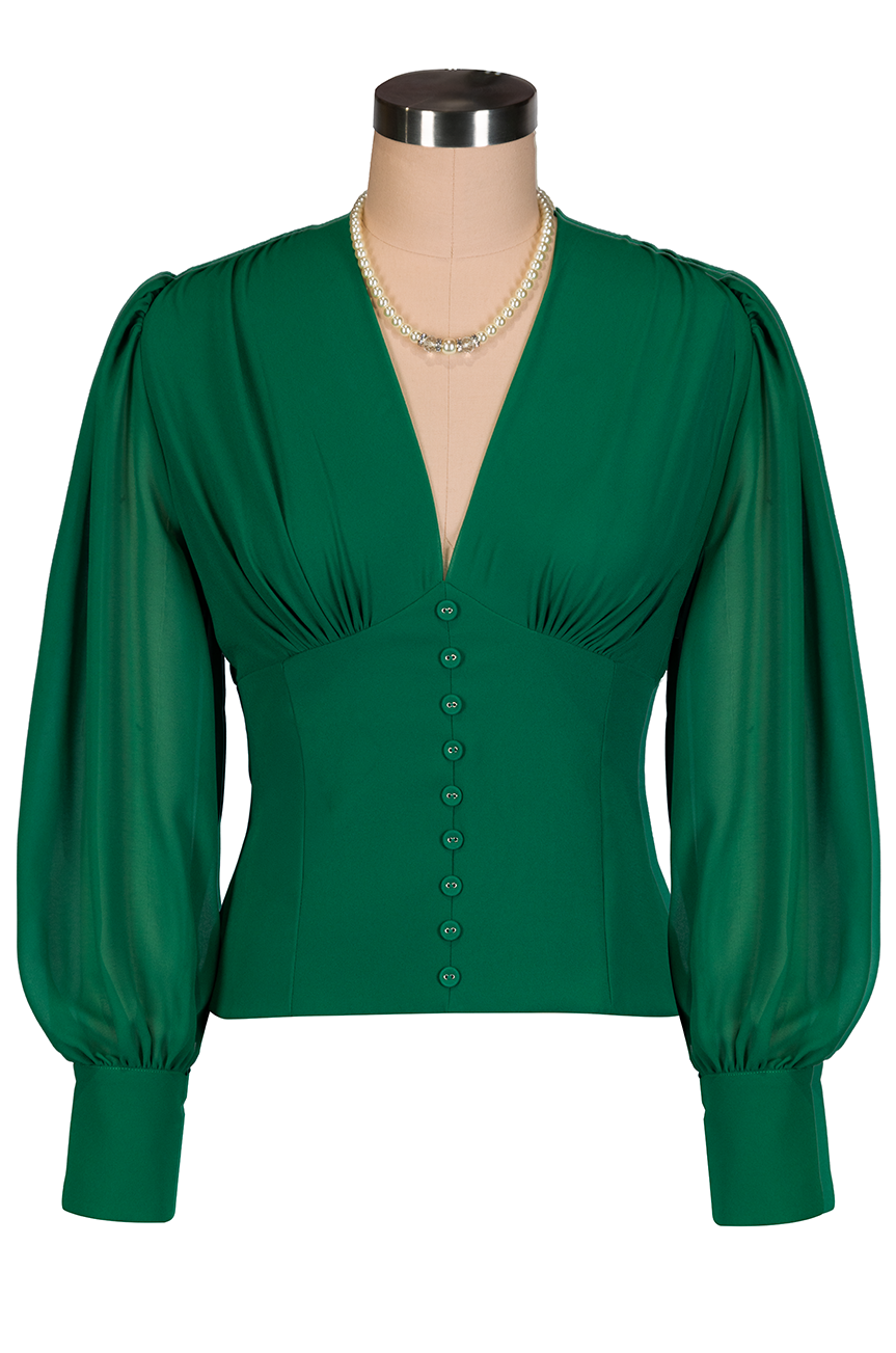Belle Boheme Georgette Blouse (Green)