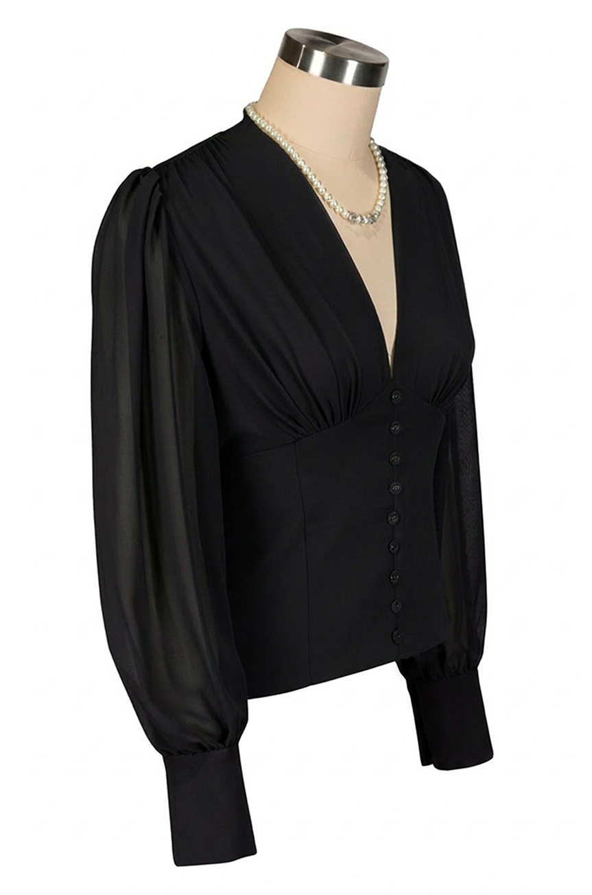 Belle Boheme Georgette Blouse (Black)