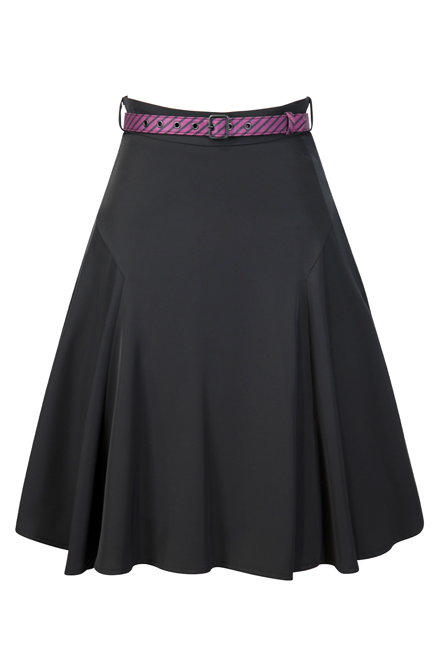 Office Affair Classic Belted Skirt (Black)