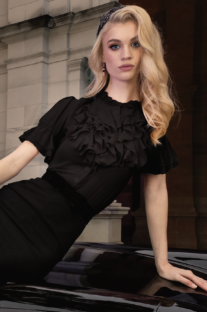 Bombshell Frill Blouse (Black)