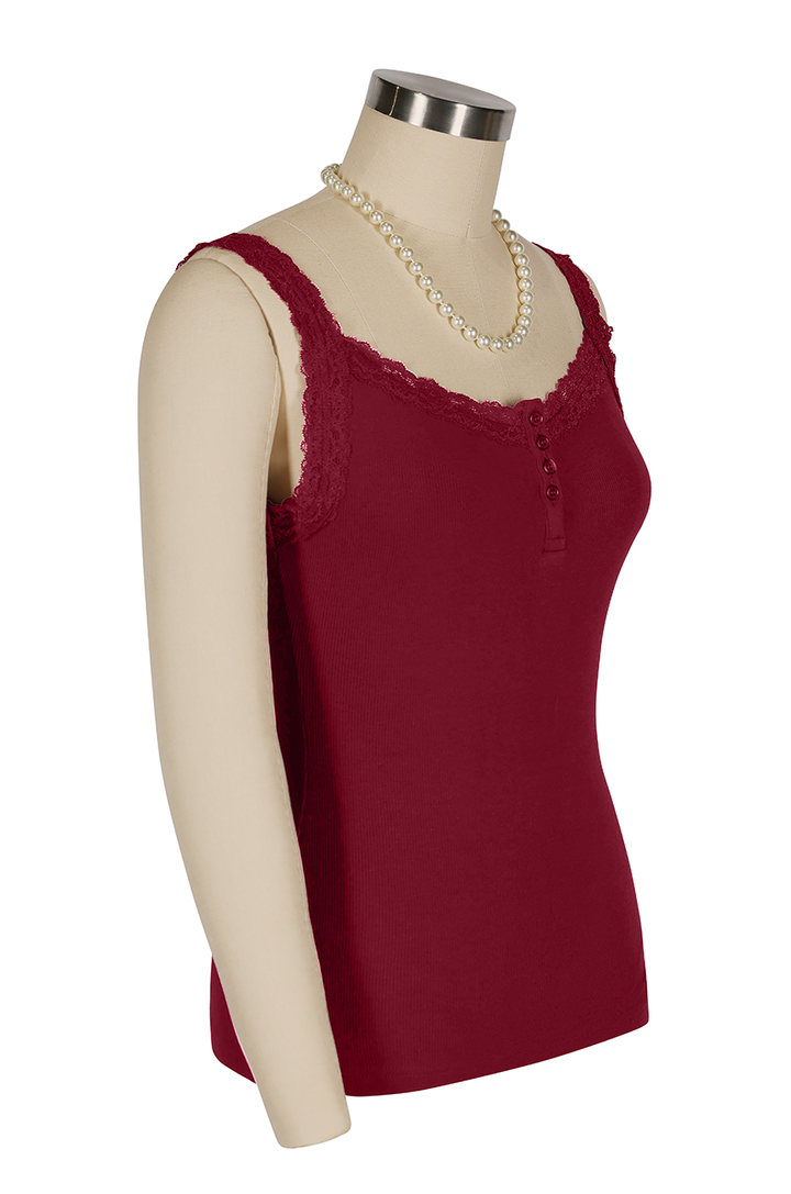 D'Amour Button Up Follies Singlet (Burgundy)