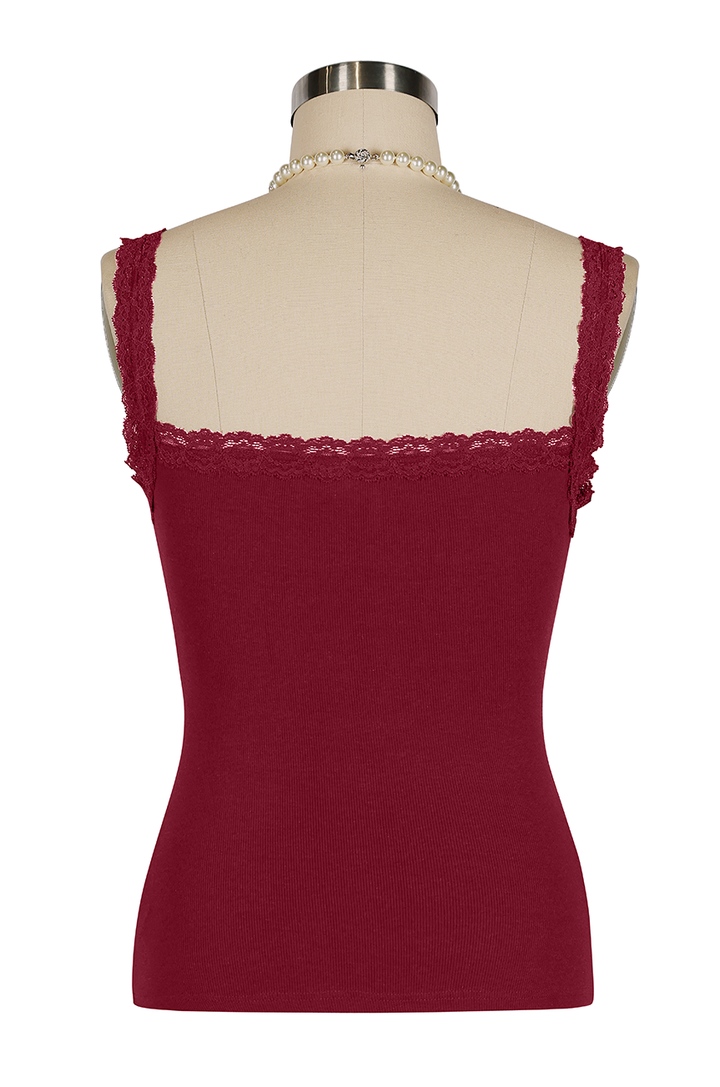 D'Amour Button Up Follies Singlet (Burgundy)