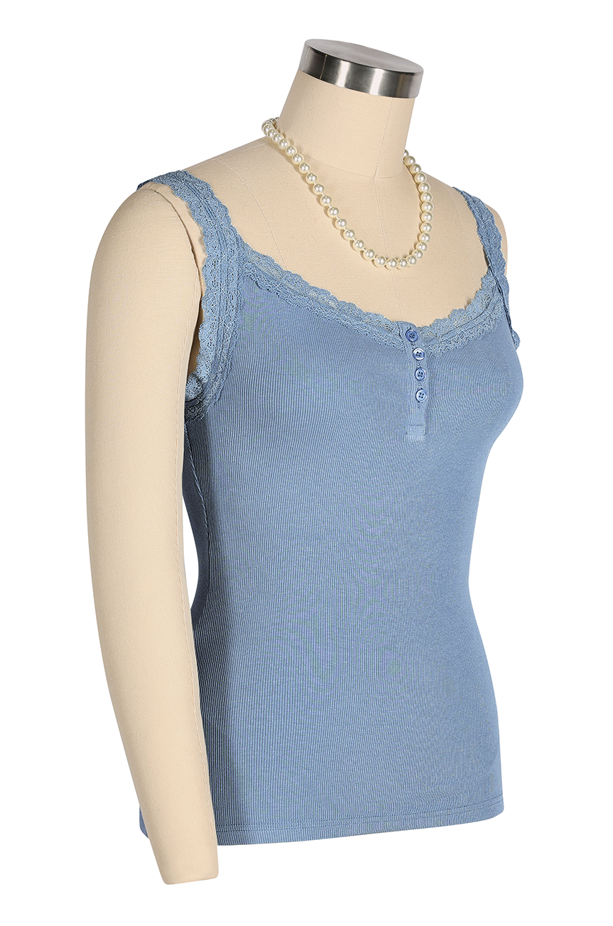 D'Amour Button Up Follies Singlet (Blue)
