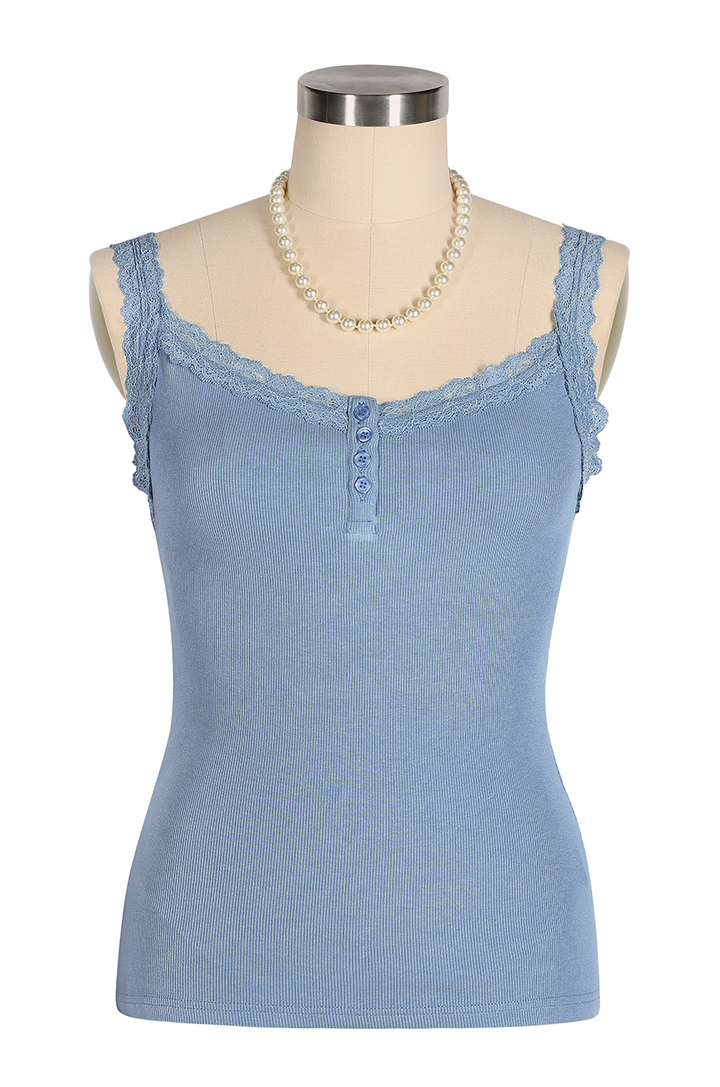 D'Amour Button Up Follies Singlet (Blue)