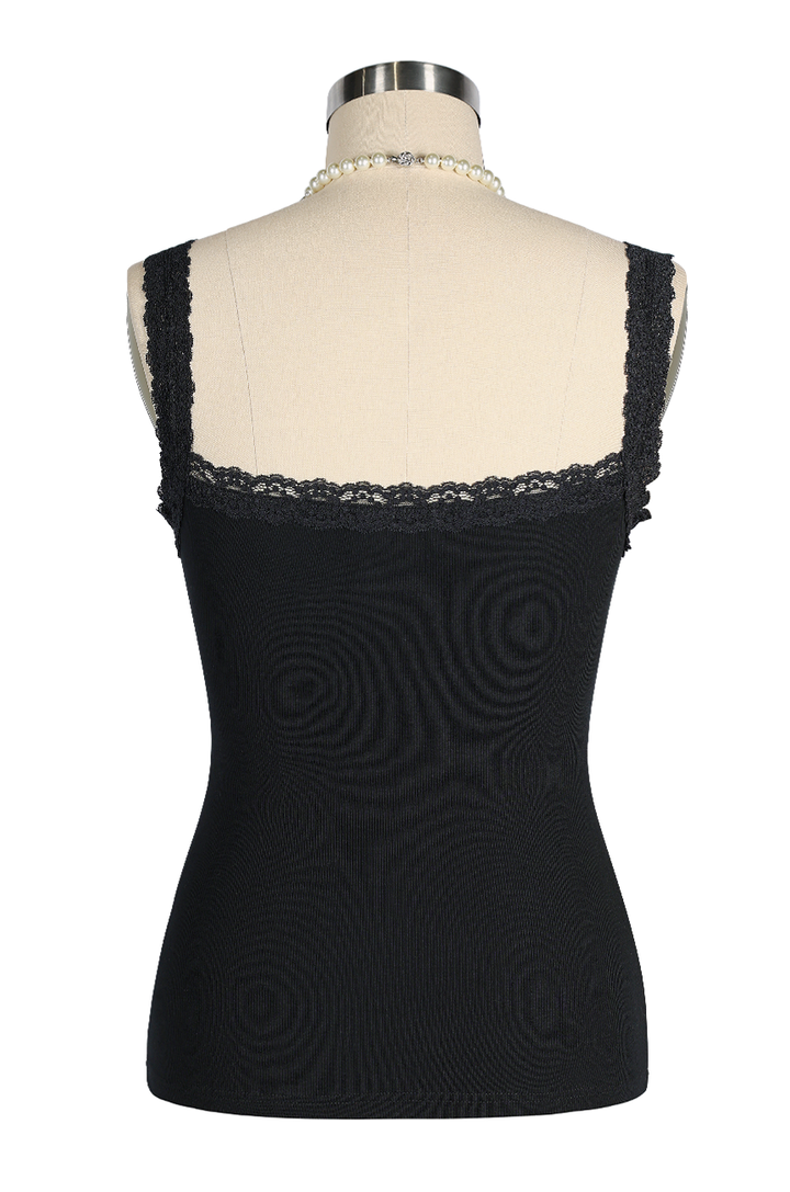 D'Amour Button Up Follies Singlet (Black)