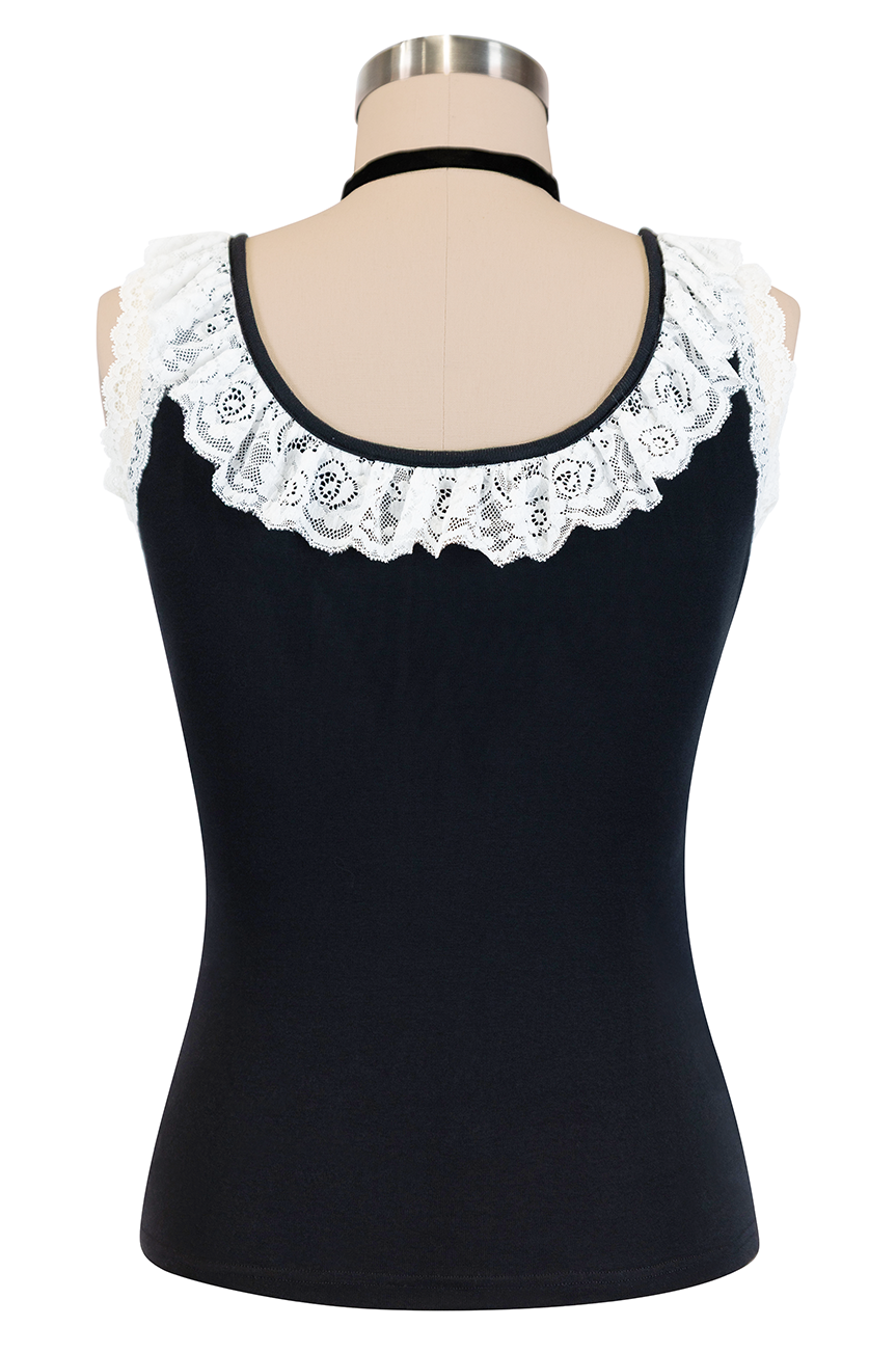 Casino Follies Ruffle Singlet (Black)