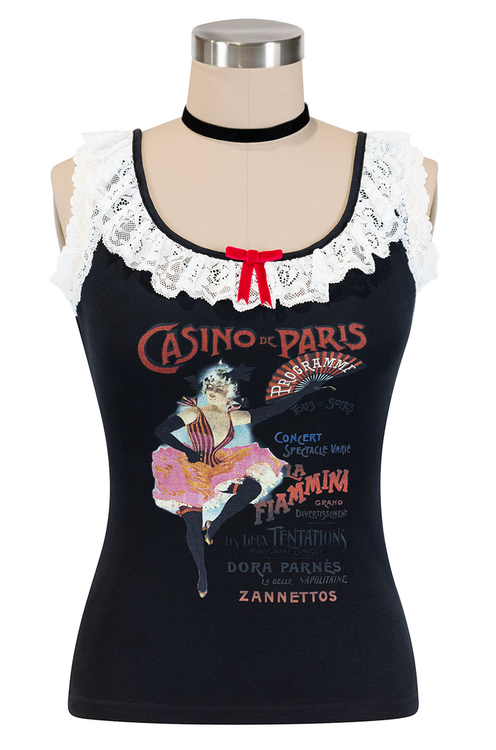 Casino Follies Ruffle Singlet (Black)