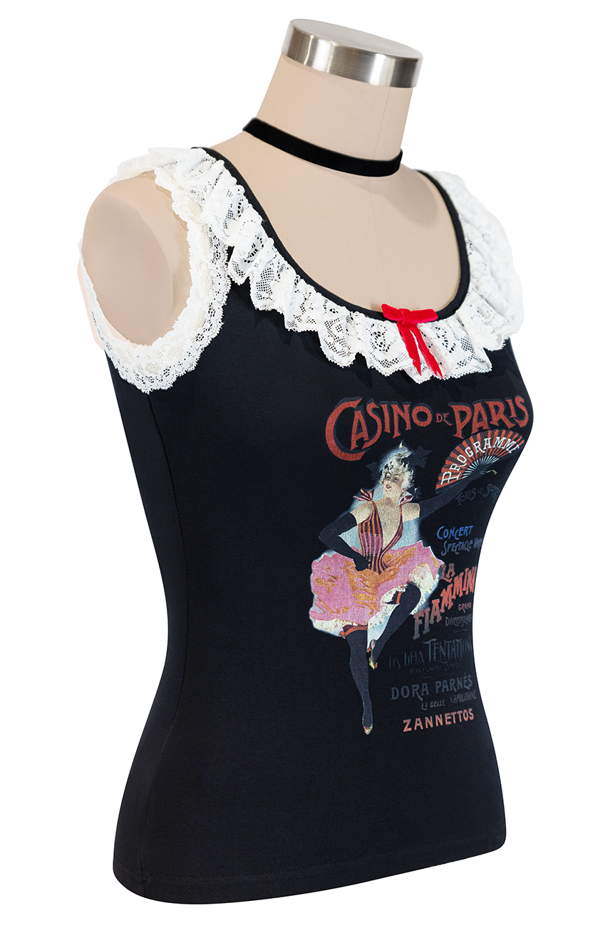 Casino Follies Ruffle Singlet (Black)