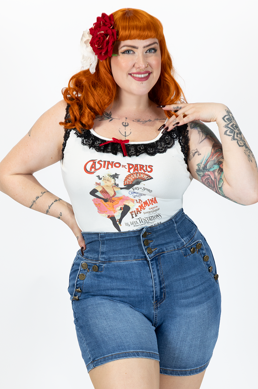 Casino Follies Ruffle Singlet (Off White)