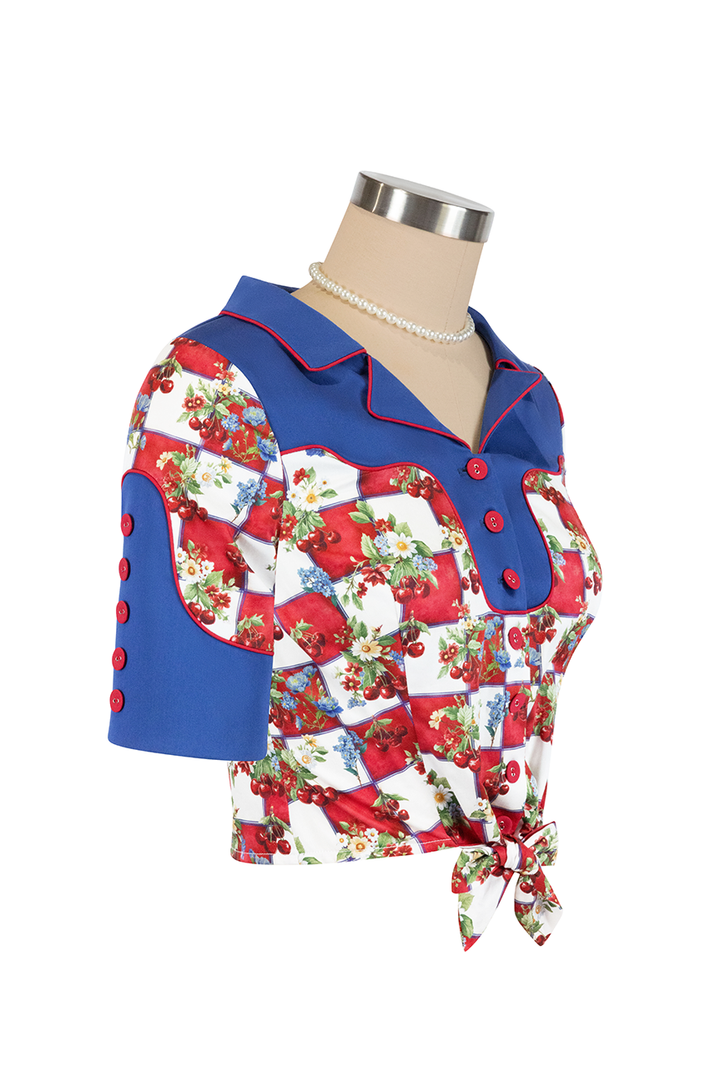 Cherry Bomb Tie Front Blouse