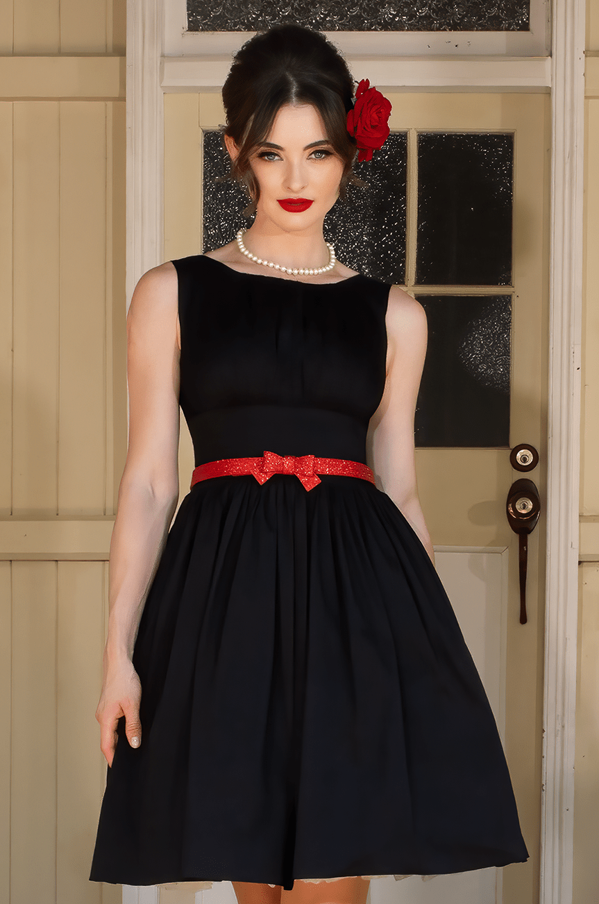 Tea Rose Classic Dress (Black) - Kitten D'Amour