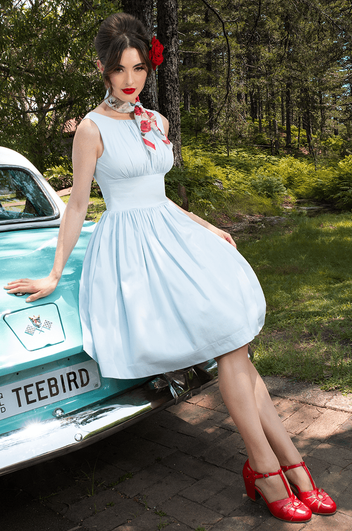 Tea Rose Classic Dress (Blue) - Kitten D'Amour