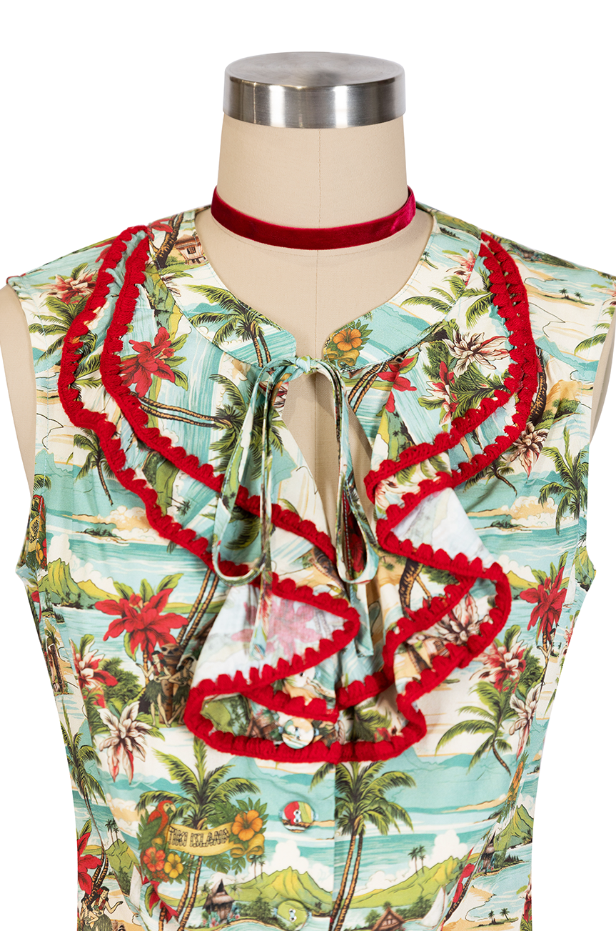 Tiki Island Frill Tie Top