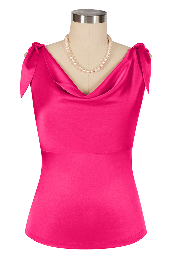 D'Amour Classic Cowl Top (Hot Pink)