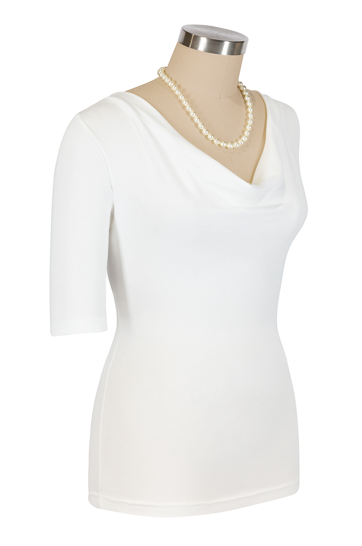 Manhattan Follies Cowl Neck Jersey Top (White)