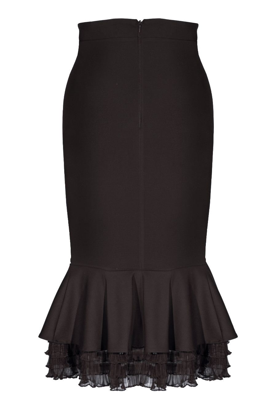 D'Amour Frill Trumpet Skirt (Black) - Kitten D'Amour