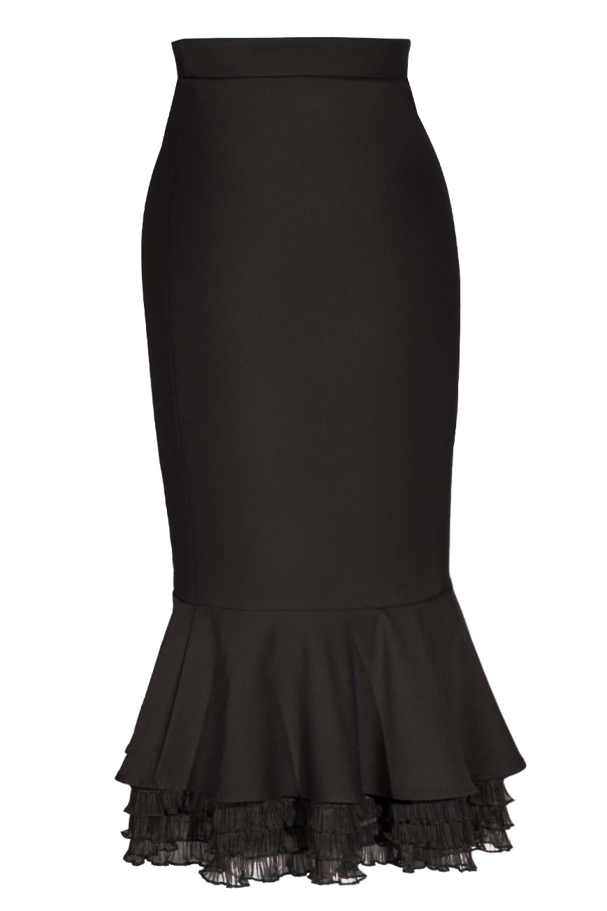 D'Amour Frill Trumpet Skirt (Black)