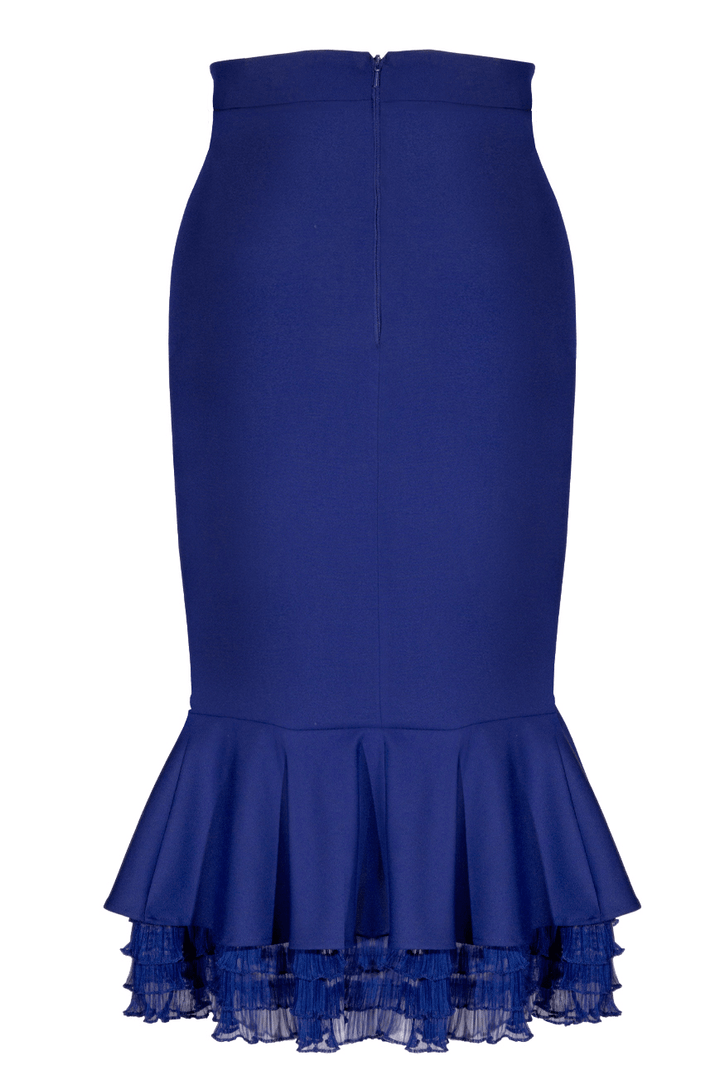 D'Amour Frill Trumpet Skirt (Navy) - Kitten D'Amour