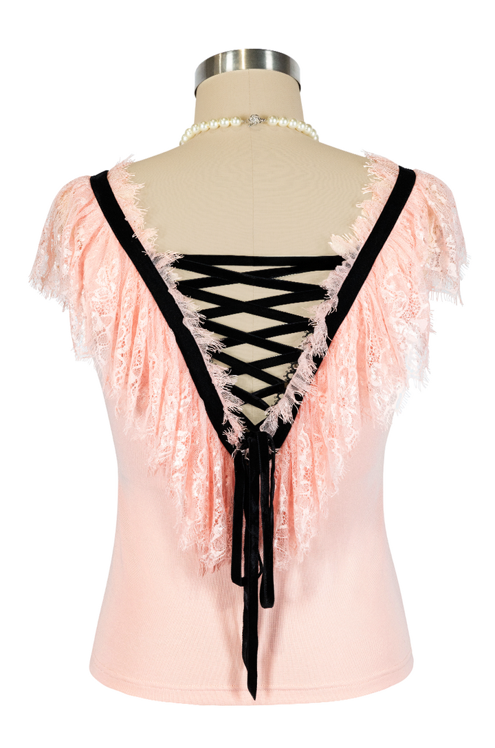 Fifi D'Amour Lace Up Camisole (Pink)