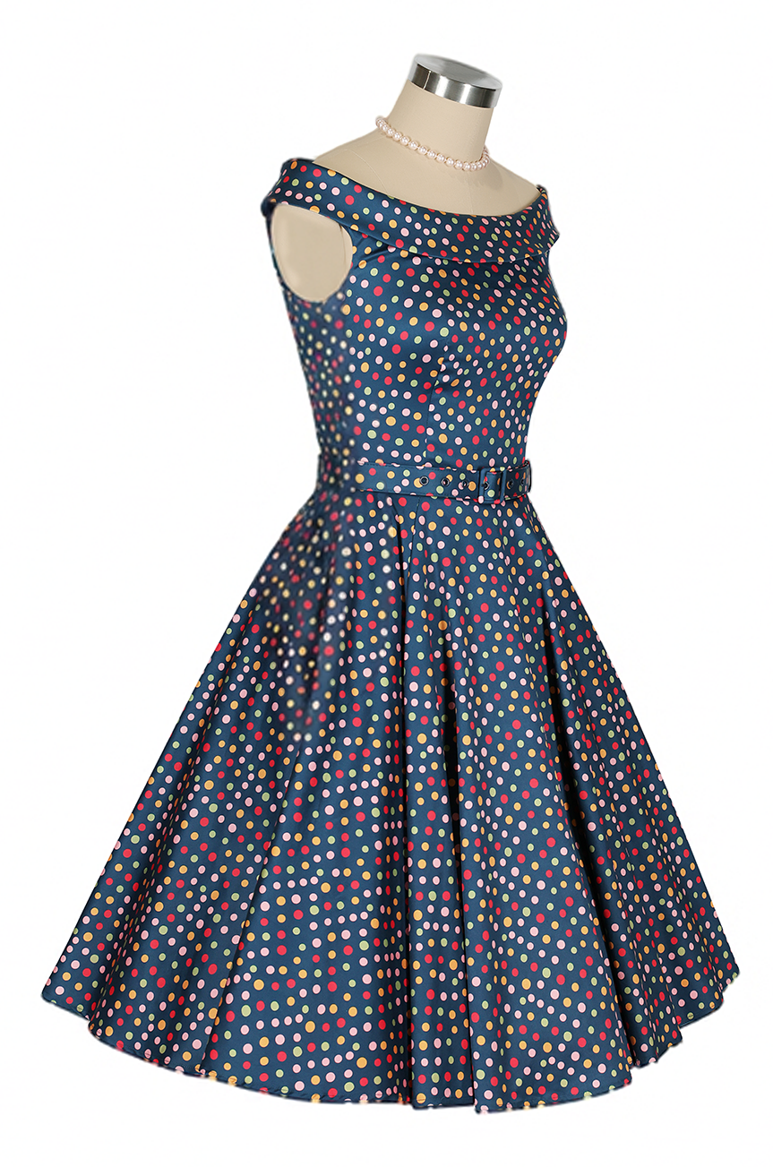 Fiorenza Belted Spot Dress