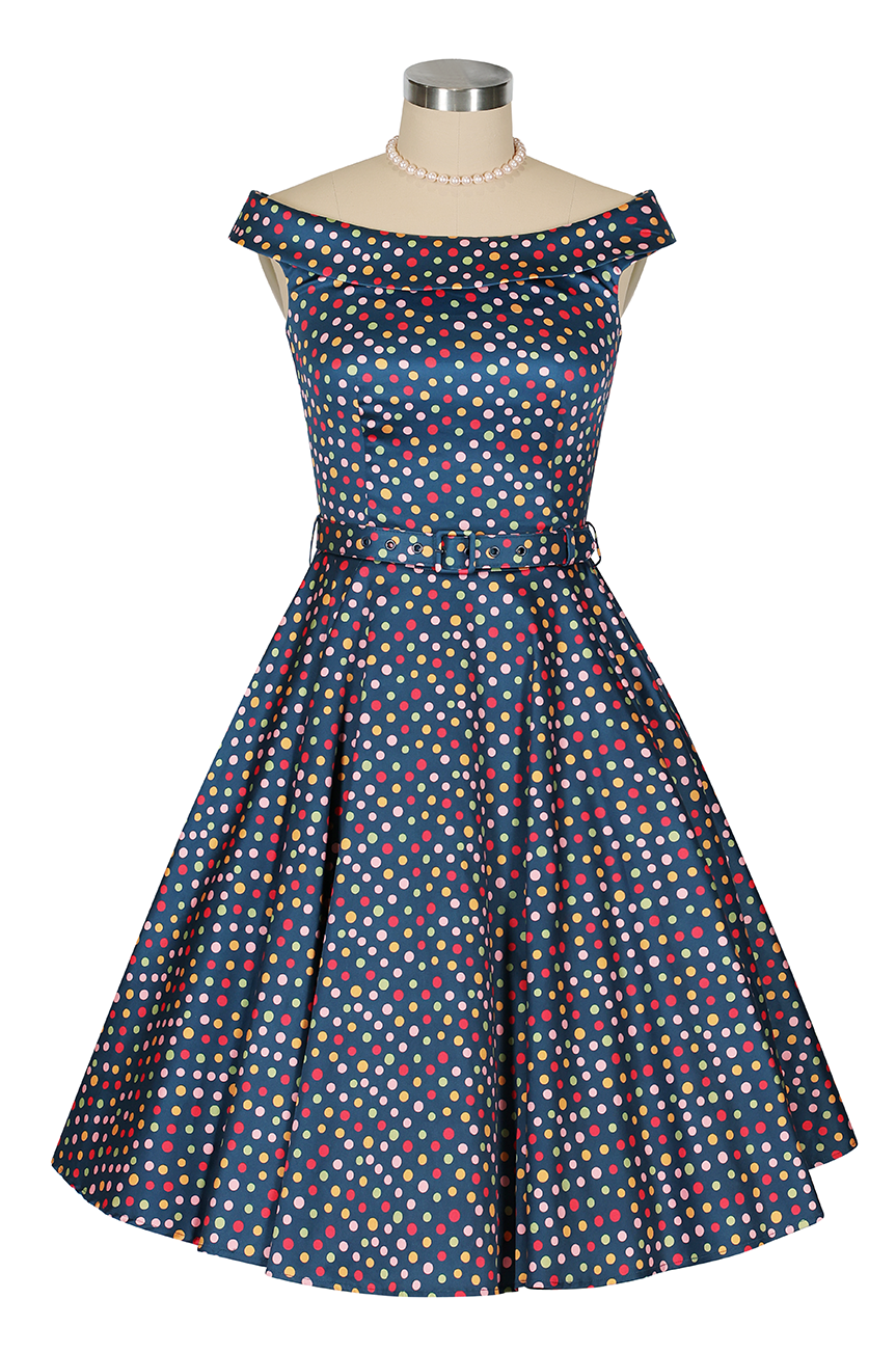 Fiorenza Belted Spot Dress