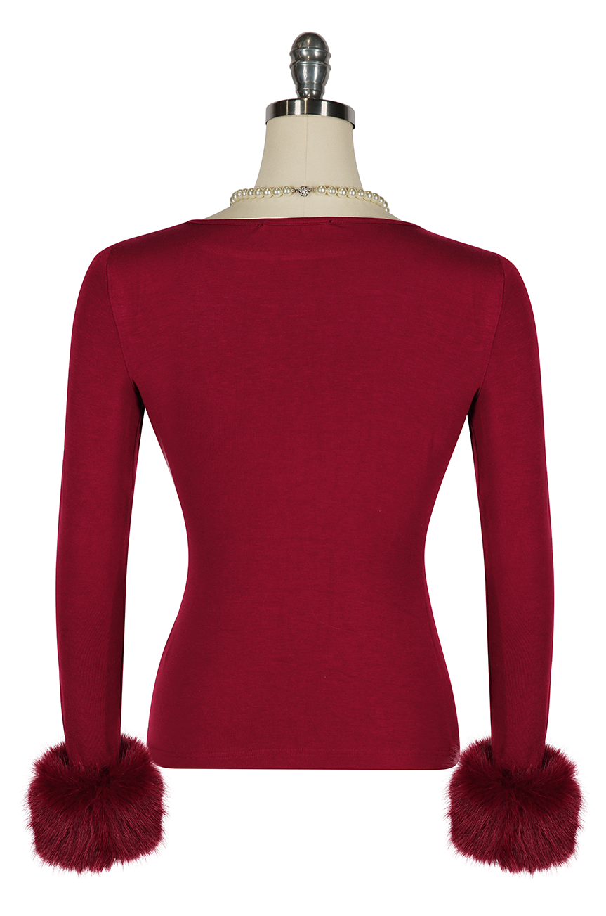 La Fleur Mystique Fluff Cuff Top (Burgundy)