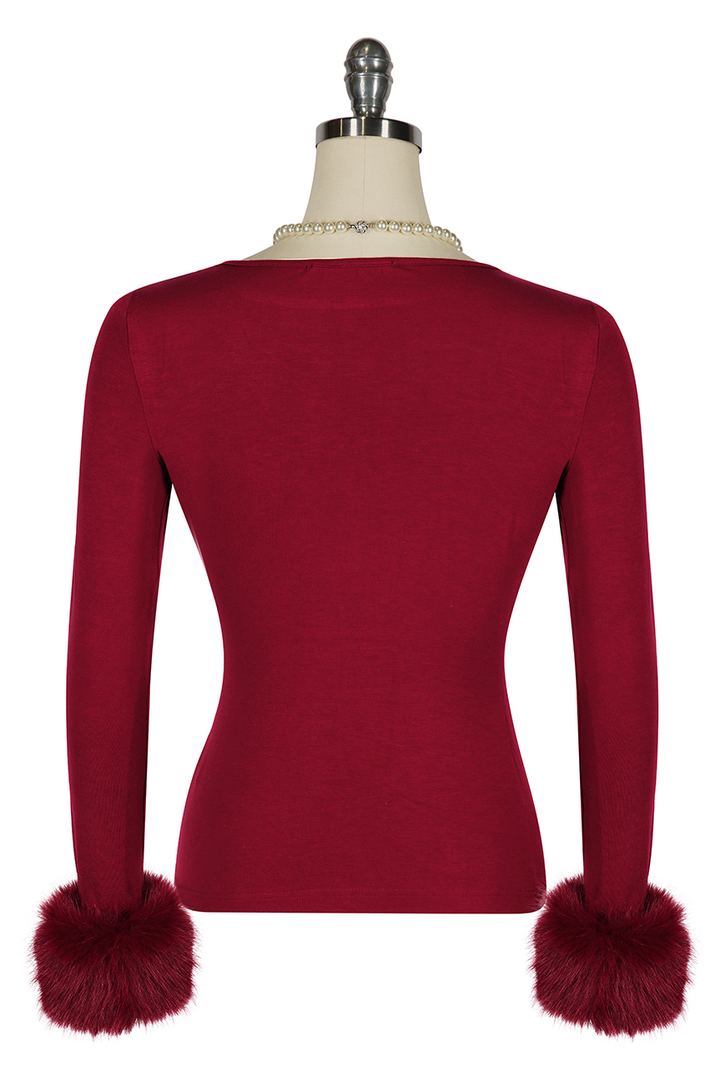 La Fleur Mystique Fluff Cuff Top (Burgundy)