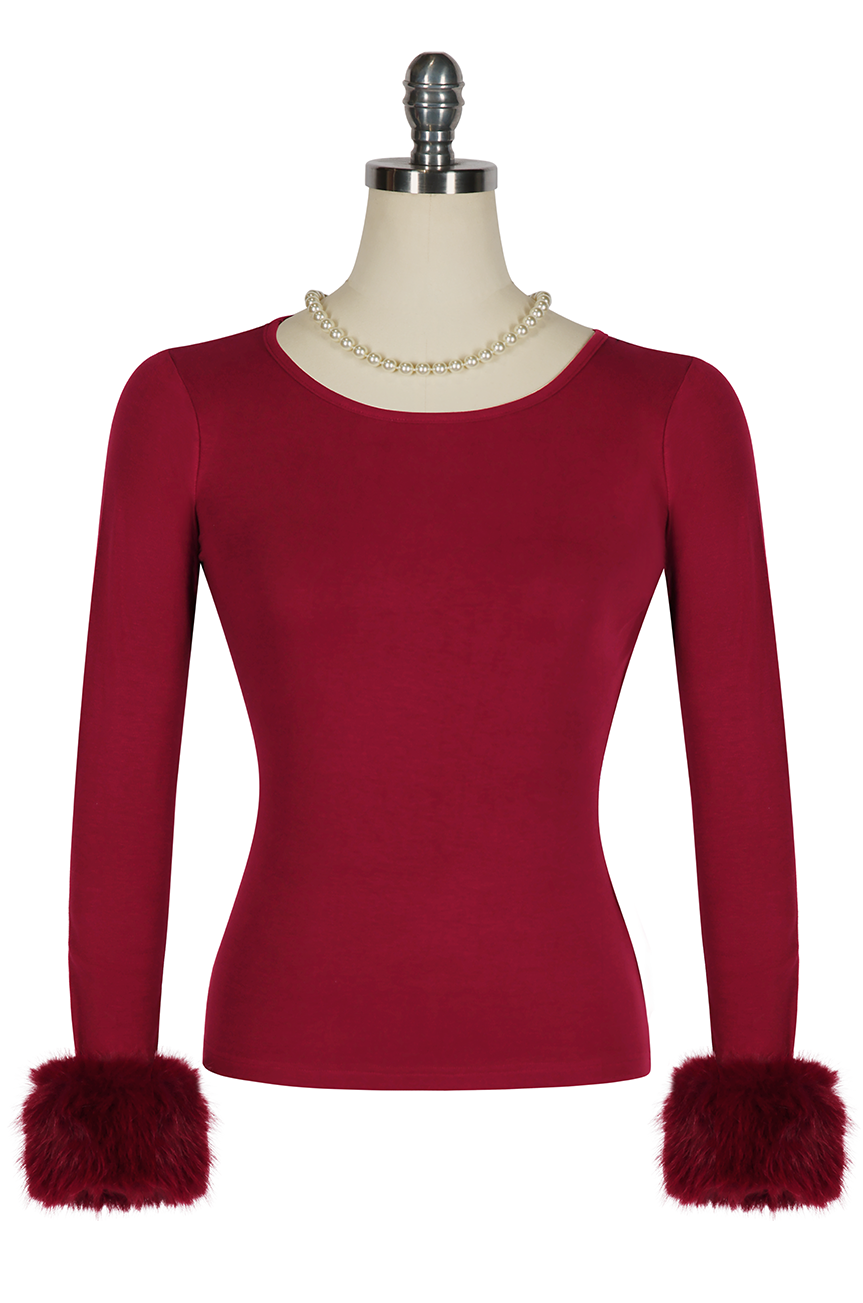 La Fleur Mystique Fluff Cuff Top (Burgundy)