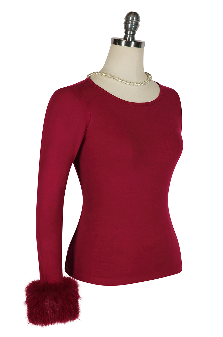 La Fleur Mystique Fluff Cuff Top (Burgundy)