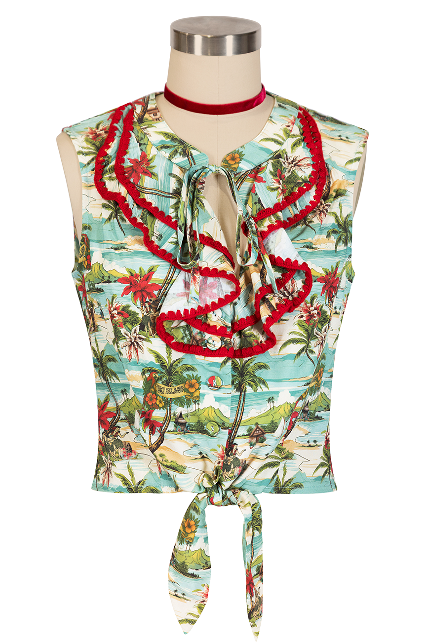 Tiki Island Frill Tie Top