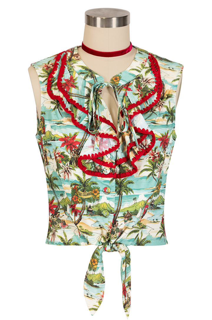 Tiki Island Frill Tie Top