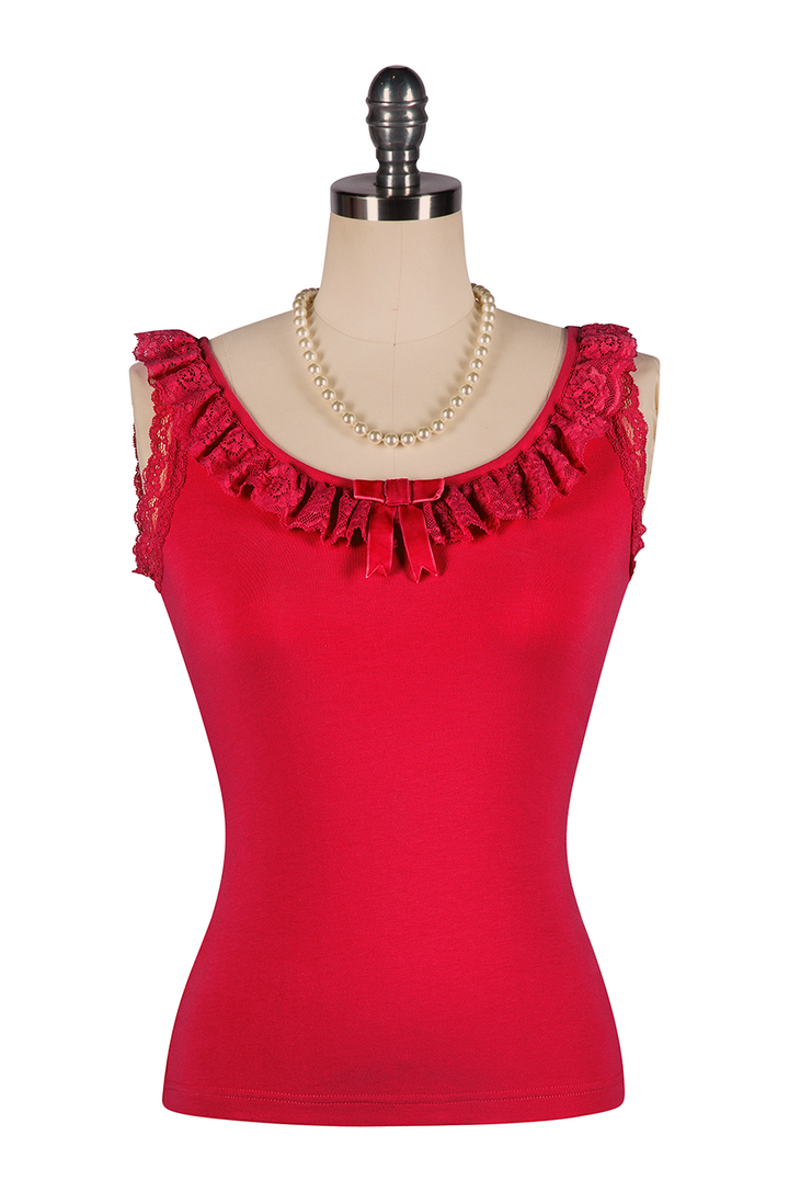 Wish You Were Here Madam Ruffle Singlet (Red)